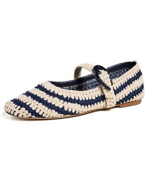 Larroude Verona Crochet Flats - Black