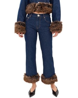 Marc Jacobs Faux Fur Cropped Jeans - Blue