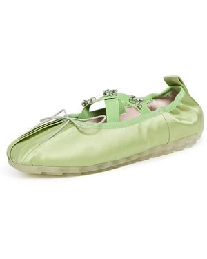 Simone Rocha Embellished Ballerina Grip Flats - Green
