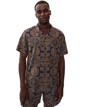 Marine Layer Linen Blend Resort Shirt - Brown