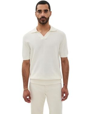 Frescobol Carioca Rino Str Cotton Salt And Pepper Stitch Knitted Polo - White