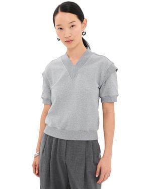 3.1 Phillip Lim V Neck French Terry Top - Grey