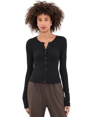 Enza Costa Rib Essential Cardigan - Black