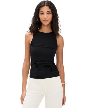 GOOD AMERICAN Stretch Jersey Ruched Tank Top - Black
