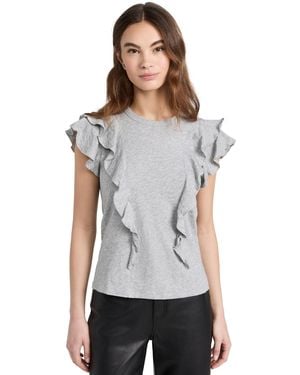 Veronica Beard Bea Short Sleeve Ruffle Tee - White