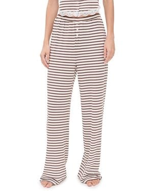 For Love & Lemons Bella Wide Leg Pants - Brown