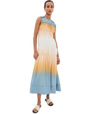 3.1 Phillip Lim Ombre Voile Gathered Maxi Dress - White