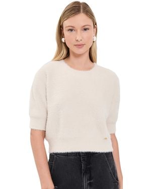 L'Agence Guinevere Crop Crew Sweater - White