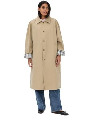 Pixie Market Reversible Plaid Trench Coat - Blue