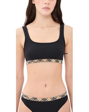 Burberry Check Trim Bikini Top - Black