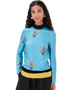 Marni Silk Long Sleeve Top - Blue