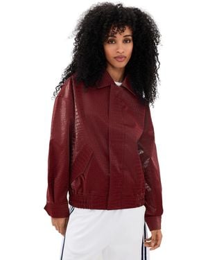 Lioness Kenny Faux Leather Bomber Jacket - Red