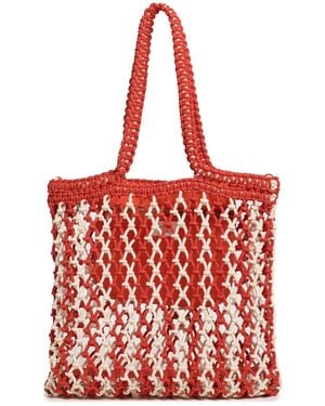 Faherty Sunwashed Macrame Tote - Red