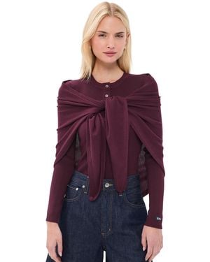Sea Jane Henley Sweater With Scarf - Purple