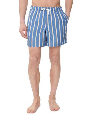 Bather Stripe Classic Swim Trunks 6 - Blue