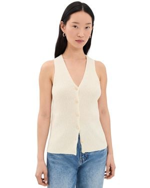 Theory Full Cardigan Vest Ivory - Blue