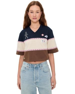 Sea Finnley Football Graphic Cropped T-Shirt - Blue