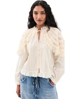 Sea Margaret Solid Capelet Long Sleeve Top - Natural