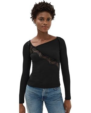 Christopher Esber Lace Insert Long Sleeve Top - Black