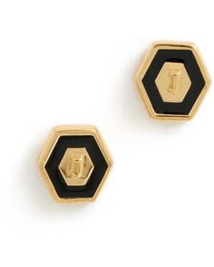 Gwen Beloti Initial Hex Stud Earrings - Black