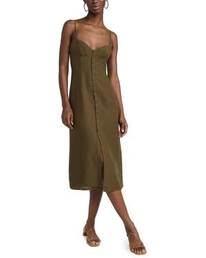Onia Air Linen Corset Midi Dress - Green