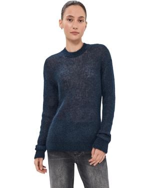 Tibi Silk Super Kid Mohair Crewneck Easy Pullover - Blue