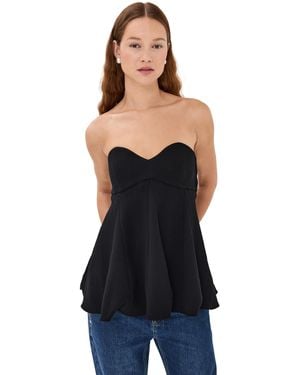 Tibi Melee Crepe Strapless Top - Black