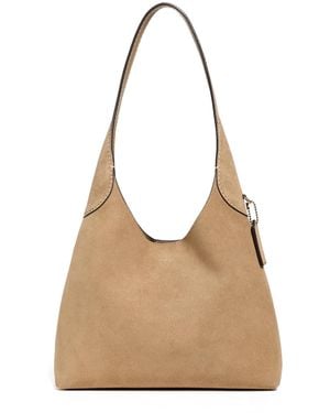 COACH Suede Brooklyn Shoulder Bag 28 - Natural