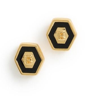 Gwen Beloti Initial Hex Stud Earrings - Multicolour
