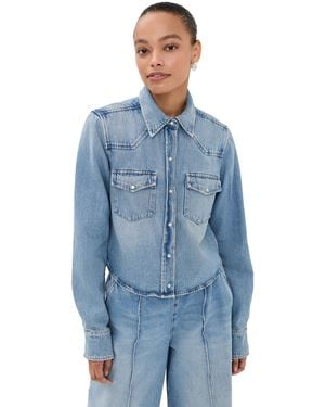 SPRWMN Cropped Western Shirt - Blue