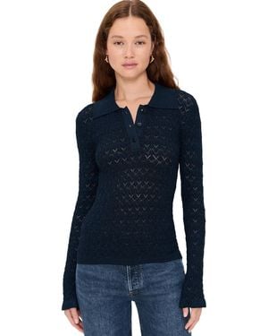 Sea Ruby Knit Long Sleeve Polo - Blue