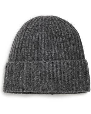 White + Warren Cashmere Luxe Ribbed Beanie - Black
