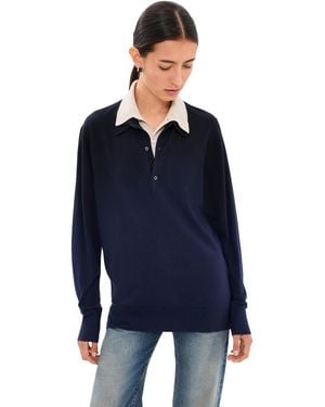 Acne Studios Layered Knit Polo Sweater - Blue