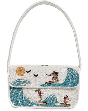 STAUD Tommy Beaded Shoulder Bag - Blue