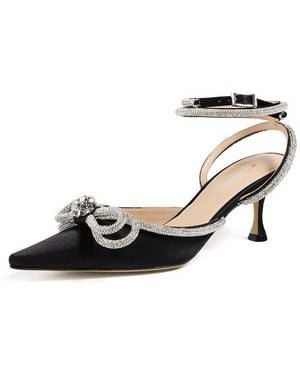 Mach & Mach Double Bow Satin Pumps - Black