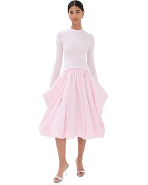 Jonathan Simkhai Kenlie Long Sleeve Mock Neck Midi Dress - Pink