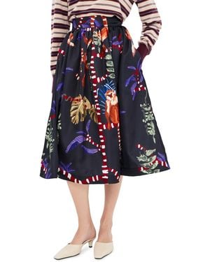 Stella Jean Lemure Printed Full Skirt - Blue