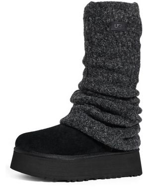 UGG Classic Mini Dipper Legwarmer Suede Boots - Black