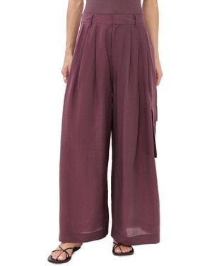 Tibi Silk Voile Cargo Triple Pleat Pants - Purple