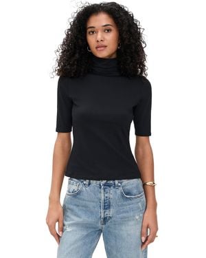 Susana Monaco Mock Neck Elbow Sleeve Top 5 - Black