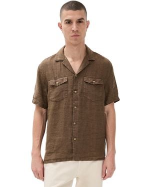 Faherty Short Sleeve Reserve Basque Camp Shirt - Brown