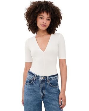 Fleur du Mal Deep Plunge Thong Bodysuit - White