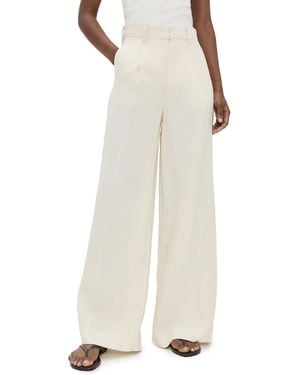 DL1961 Hepburn Pleated Wide Leg High Rise Linen Pants - White
