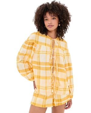 dress to Off- Frescor Front Ties Blouse - Yellow