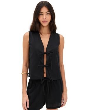 Playa Lucila V Neck Sleeveless Top - Black