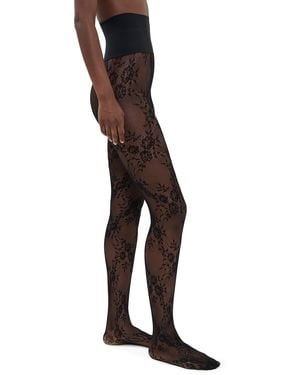 Commando Floral Net Stockings - Black
