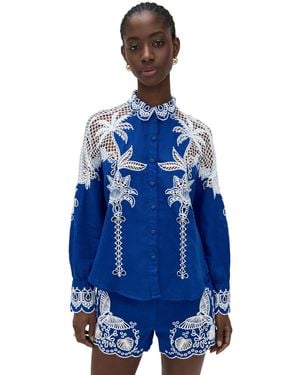 FARM Rio Palms Richelieu Long Sleeve Shirt - Blue