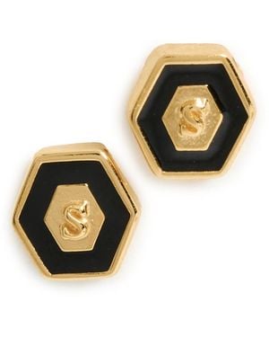 Gwen Beloti Initial Hex Stud Earrings - Multicolour