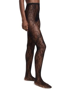 Stems Wild Flower Fishnet Tights - Black