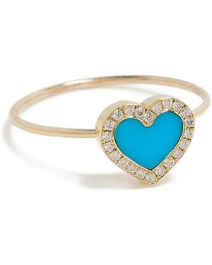Jennifer Meyer 18K Xs Inlay Heart Ring - Blue
